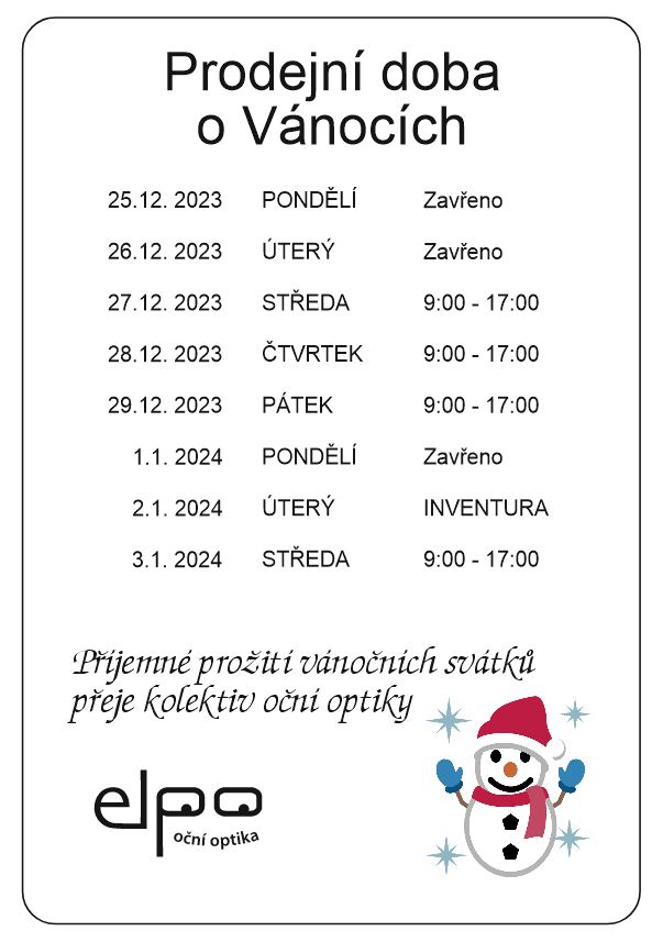 Prodejní doba o Vánocích